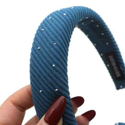 Luxury Corduroy Rhinestone Sponge Headband