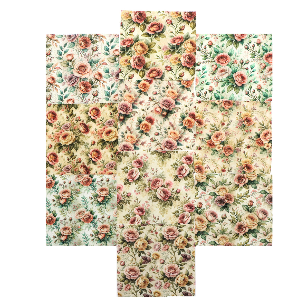 10pcs Charm Pack Set Floral Pattern Vintage Style Handmade DIY with Rich Color and Texture Elements 100% Polyester Patchwork in 10 Design Styles Suitable for Patchwork DIY Craft Projects DIY Wallet Making Gift Giving Bag Making Mother's Day Gift