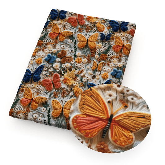 imitation embroidery series butterfly flowerfloral fabric