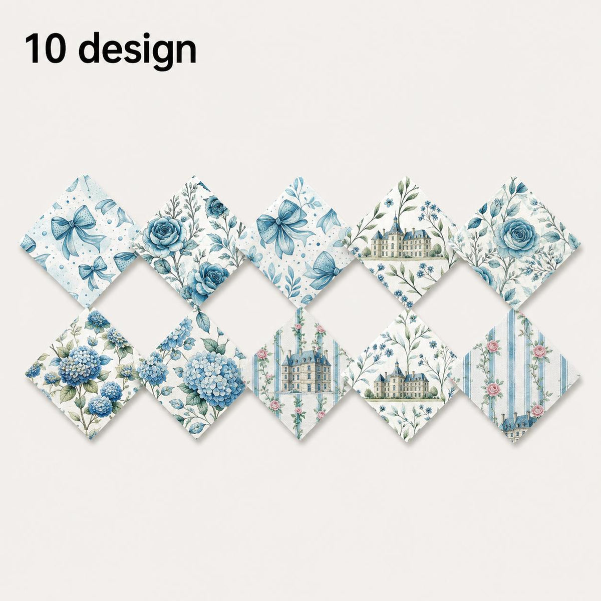 10pcs Charm Pack Set Floral Rose Bow Pattern Vintage Style Handmade DIY with Rich Color and Texture Elements 100% Polyester Patchwork in 10 Design Styles Suitable for Patchwork DIY Craft Projects DIY Wallet Making Gift Giving Bag Making Mother's Day Gift