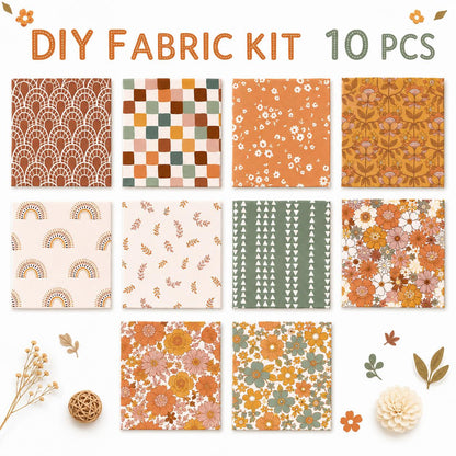 10pcs Charm Pack Set Floral Autumn Pattern 100% Polyester Patchwork in 10 Design Styles, Ready-to-Sew Without Cutting, Suitable For Patchwork Wallet Making Gift Giving Tote Bags Coasters DIY Craft Projects