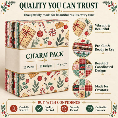 10Pc/Set Christmas Series Plaid Car Cake Tree Gift Crutch Fat Quarter Fabric, Pre-Cut Square Fabric Assort, Fabric Set, Craft Fabric, Handmade DIY Patchwork Fabric,Home Quilting Sewing Fabric, Packaging Fabric, Scrapbooking Craft Hobbyist