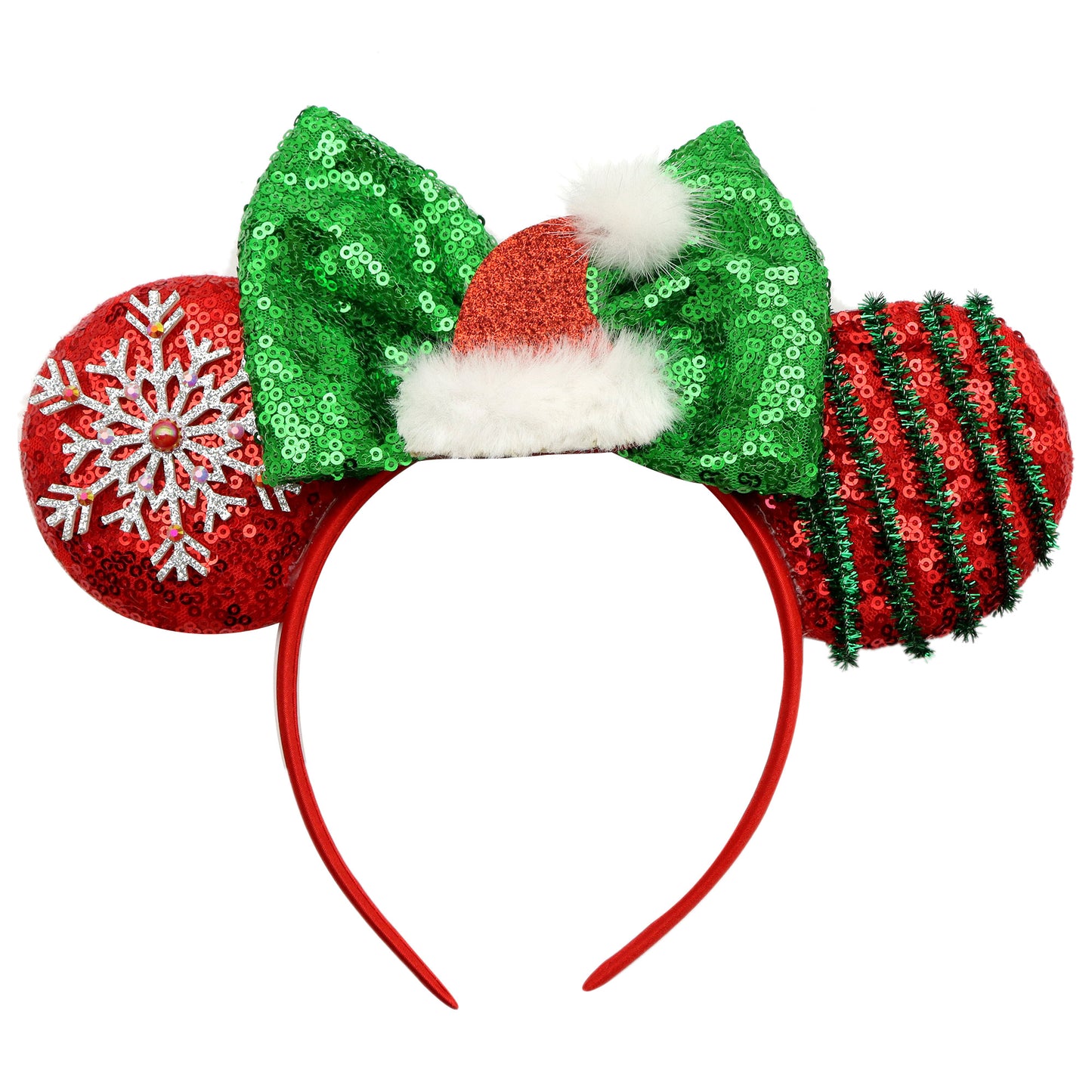 Adorable Christmas Festive Ears Sequined Headband with Bows--With box packaging