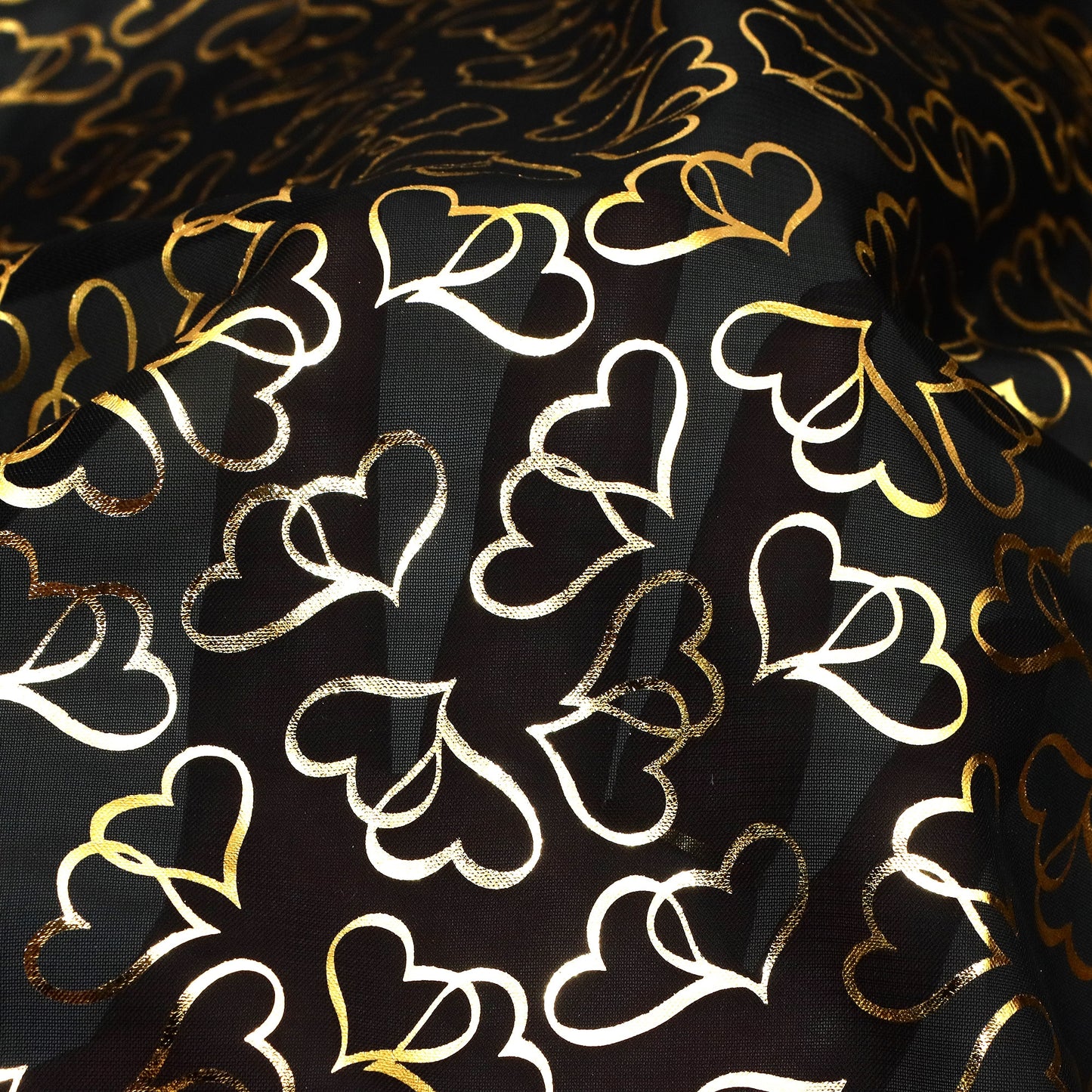 1Pc heart love Golden Foil Printed Premium Organza tulle mesh Fabric - 57x19.68inch(145x50cm) Pre-cut Fabric,Perfect for DIY Sewing,Bags,Party Decor, Tablecloths, Gift Wrapping,Cushions & Furniture Covers