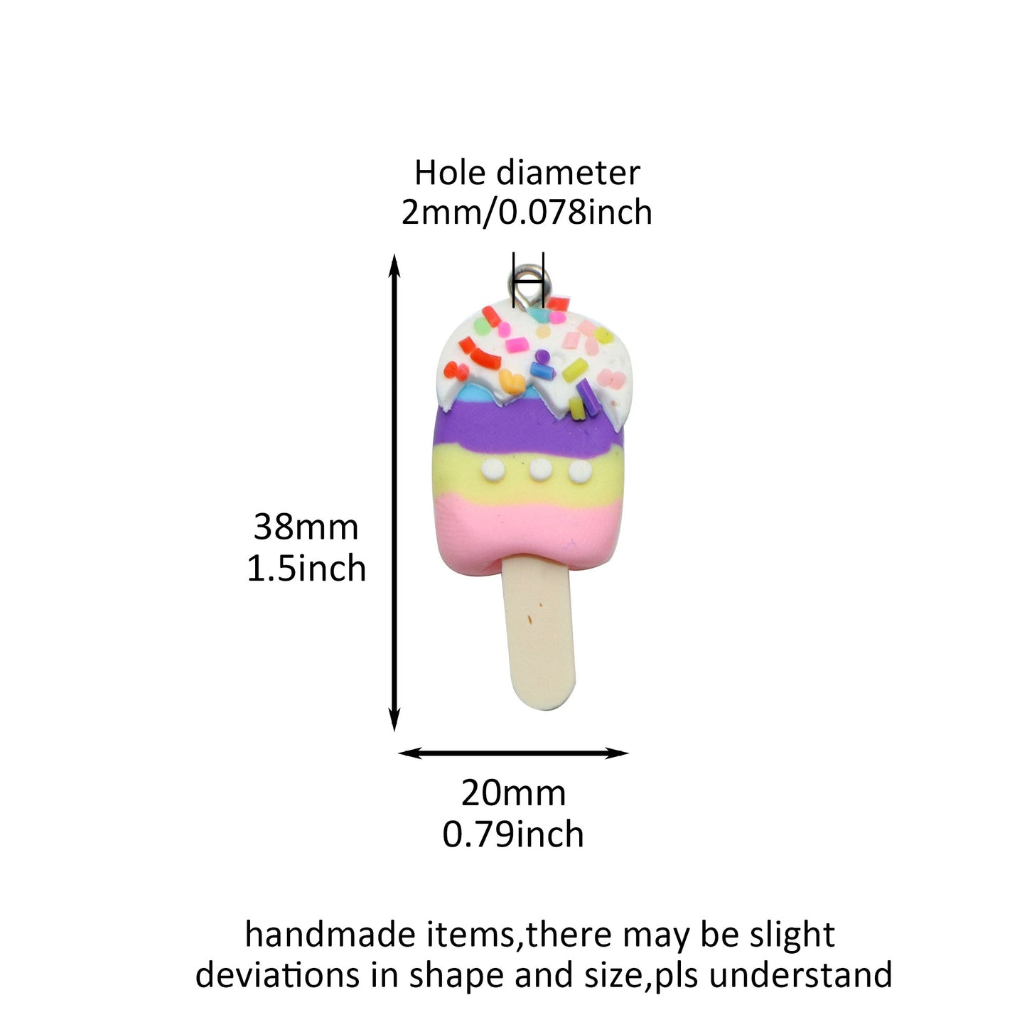 5Pcs Rainbow Color Ice Cream With Eye Screw Resin Pendant Summer Popsicle Charms DIY Handmade Jewelry Necklace Bracelet Earring Accessories Creative Gift