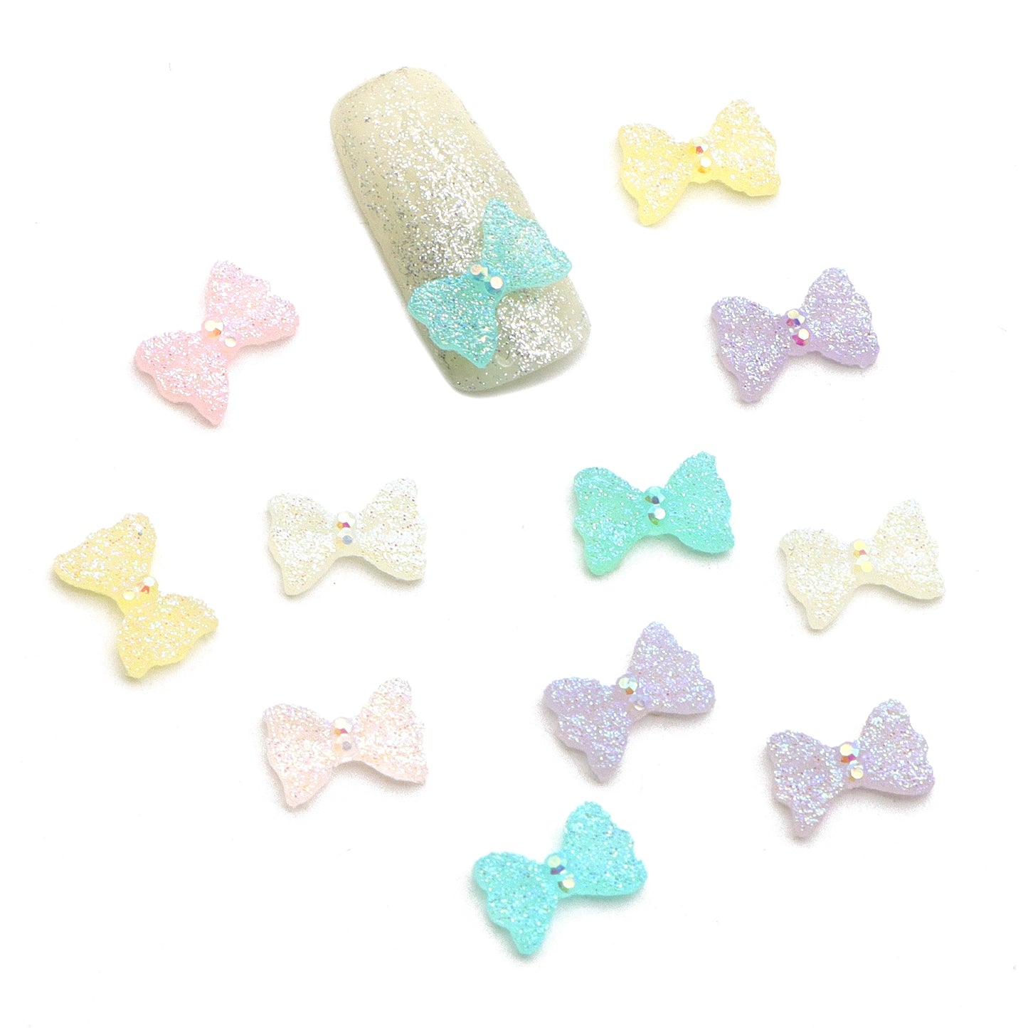 20Pcs/pack Glow in the Dark Acrylic Beads Bowknot Shaped Plain Solid Color for Jewelry Making DIY Bracelet Necklace Chain Earrings Charm Decors For Nail Art Design Crafts Jewelry Accessories