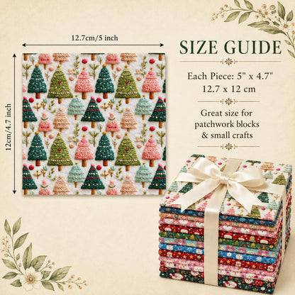 2D Flat 10Pc/Set Christmas Series Santa Claus Deer Holly Fat Quarter Fabric, Pre-Cut Square Fabric Assort, Fabric Set, Craft Fabric, Handmade DIY Patchwork Fabric,Home Quilting Sewing Fabric, Packaging Fabric, Scrapbooking Craft Hobbyist