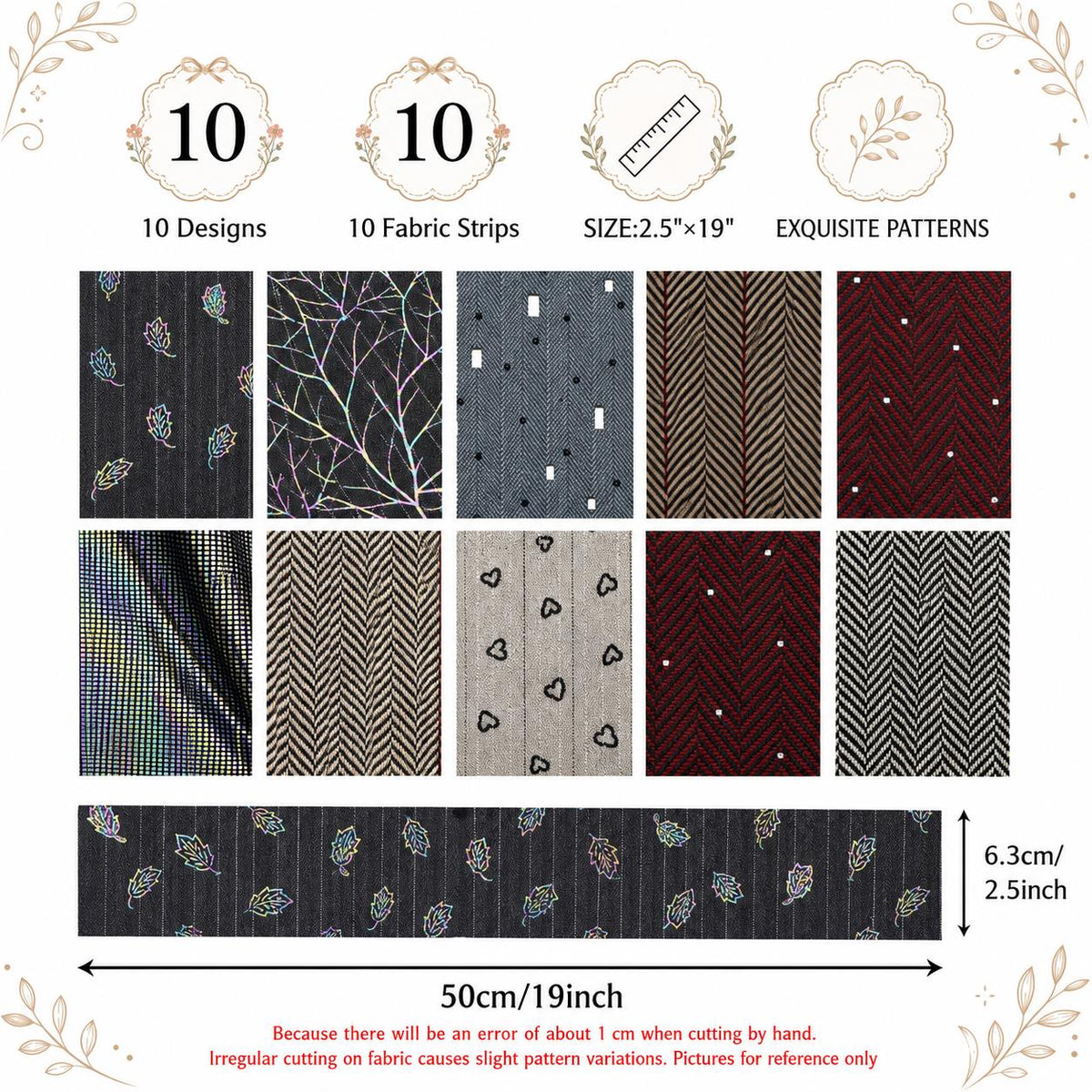 10pcs Vintage Plain Solid Pattern Jelly Roll Fabric Strips 2.5X19.7inch Pre-cut 100% Polyester for Patchwork Quilts, Table Runners, Placemats, Tote Bags, Storage Pouches, Makeup Bags, Coasters, Quilt Blocks & Binding Multi-color