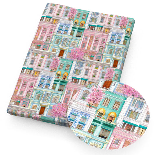 house leaf leaves tree rainbow color fabric