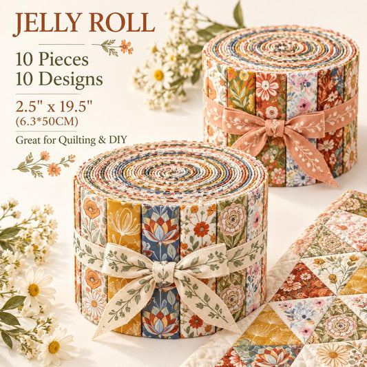 10pcs Vintage Floral Pattern Jelly Roll Fabric Strips 2.5X19.7inch Pre-Cut 100% Polyester For Patchwork Quilts, Table Runners, Placemats, Tote Bags, Storage Pouches, Makeup Bags, Coasters, Quilt Blocks & Binding