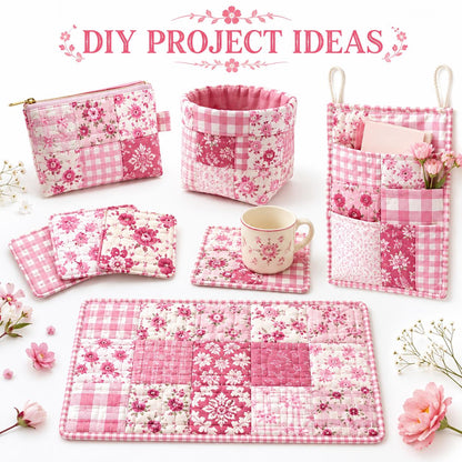 10pcs Charm Pack Set Pink Flower Pattern Vintage Style Pattern Handmade DIY with Rich Color and Texture Elements 100% Polyester Patchwork in 10 Design Styles Suitable for Patchwork DIY Craft Projects DIY Wallet Making Gift Giving Bag Making Mother's Day G