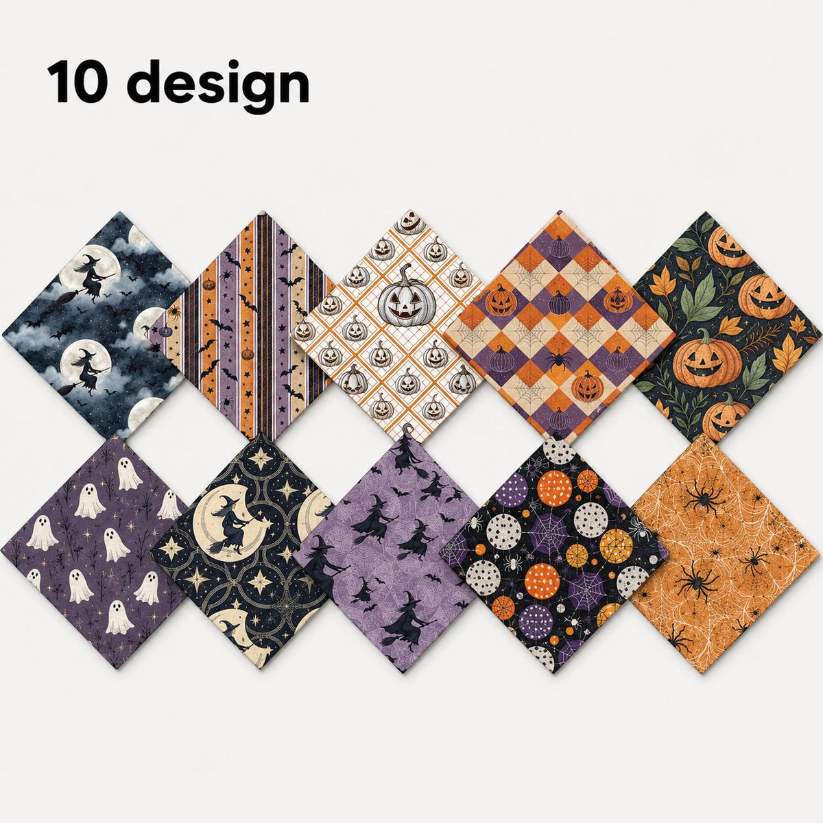 10Pc/Set Halloween Series Skull Pumpkin Bat Dot Stripe Star Fat Quarter Fabric, Pre-Cut Square Fabric Assort, Fabric Set, Craft Fabric, Handmade DIY Patchwork Fabric,Home Quilting Sewing Fabric, Packaging Fabric, Scrapbooking Craft Hobbyist