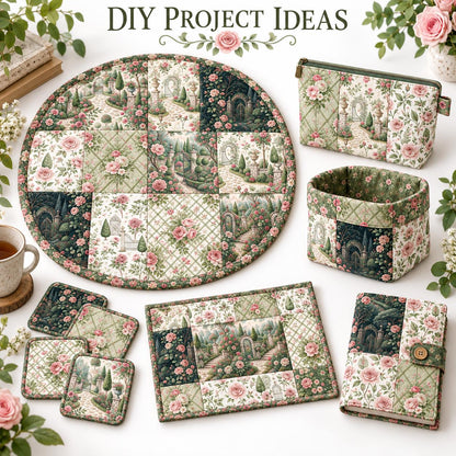 10Pc/Set Flower Tree House Series Fat Quarter Fabric, Pre-Cut Square Fabric Assort, Fabric Set, Craft Fabric, Handmade DIY Patchwork Fabric,Home Quilting Sewing Fabric, Packaging Fabric, Scrapbooking Craft Hobbyist