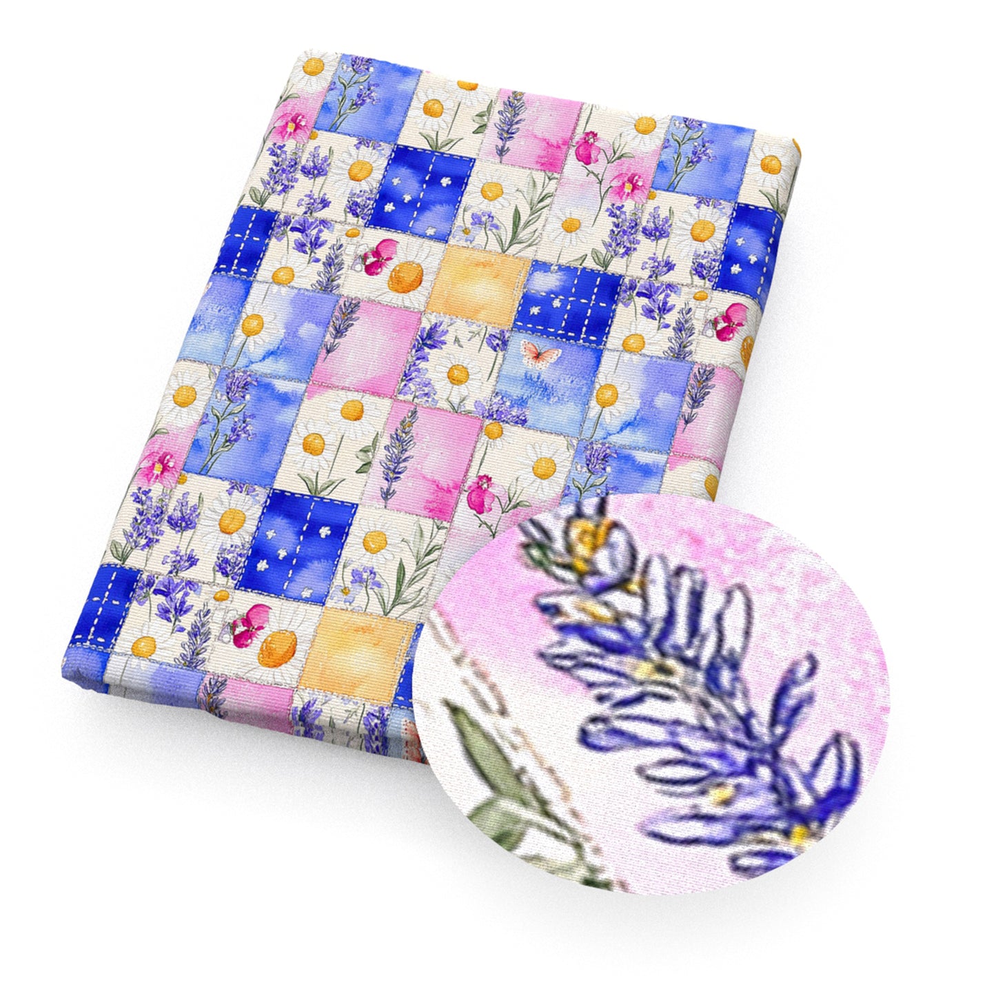 daisy lavender flowerfloral plaid grid tie dye fabric