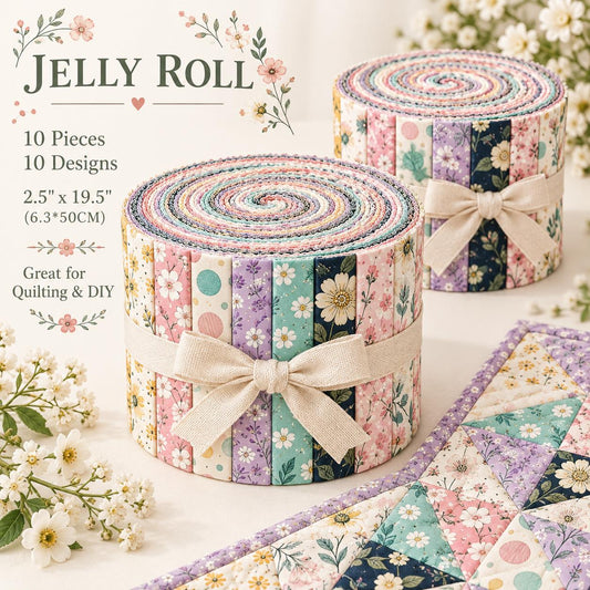 10pcs Vintage Floral Pattern Jelly Roll Fabric Strips 2.5X19.7inch Pre-Cut 100% Polyester For Patchwork Quilts, Table Runners, Placemats, Tote Bags, Storage Pouches, Makeup Bags, Coasters, Quilt Blocks & Binding
