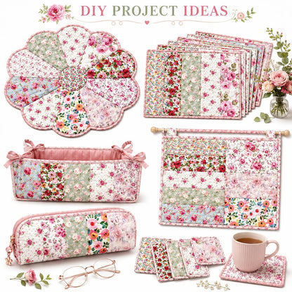 10Pc/Set, Making 10 Images 1pc Each, Each Size: 6.3*50cm Spring Floral Series Sliced Fabric Set Style Combination, Polyester Jelly Roll Fabric Strips, Pre-Cut Quilting Squares, For Quilting DIY, Handicrafts And Sewing, Blankets, Rugs, Interior Decoration