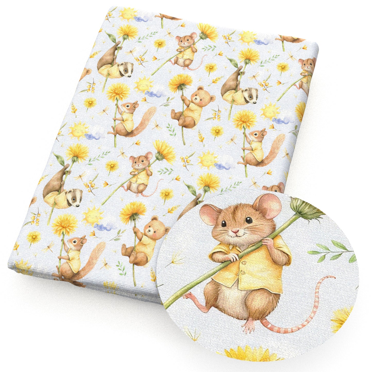 mouse sunflower cloud fabric
