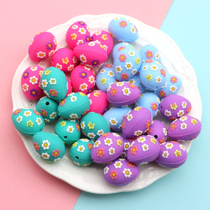 1pc Charming Chicken Eggs Flowers Silicone Plastic Beads, Focal Pendants Beads for DIY Beading & Jewelry Making, Keychains, and Bag Accessories,Beads & Bead Assortments Easter Decorations