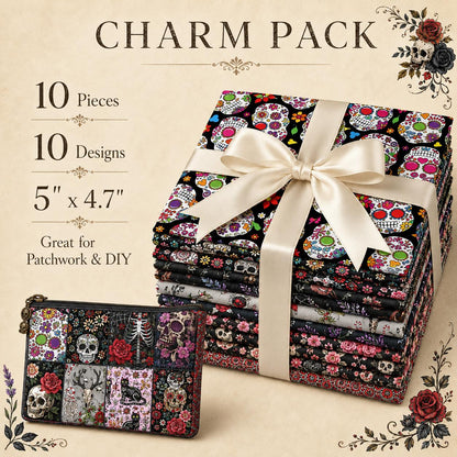 10Pc/Set Halloween Series Spider Skull Rose Cat Fat Quarter Fabric, Pre-Cut Square Fabric Assort, Fabric Set, Craft Fabric, Handmade DIY Patchwork Fabric,Home Quilting Sewing Fabric, Packaging Fabric, Scrapbooking Craft