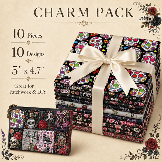 10Pc/Set Halloween Series Spider Skull Rose Cat Fat Quarter Fabric, Pre-Cut Square Fabric Assort, Fabric Set, Craft Fabric, Handmade DIY Patchwork Fabric,Home Quilting Sewing Fabric, Packaging Fabric, Scrapbooking Craft