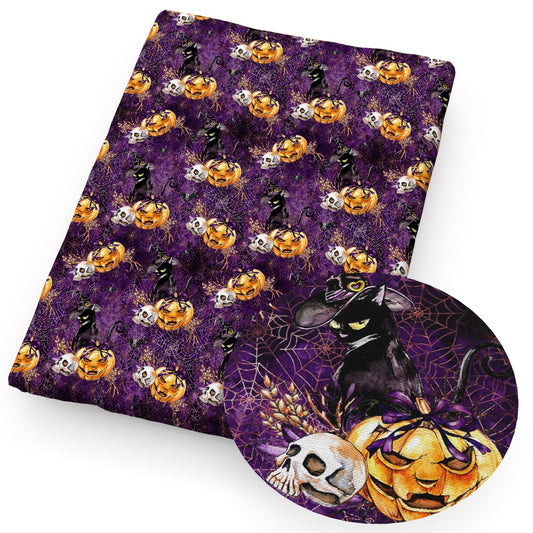 halloween cat pumpkin spiderspider web skull ghost skeleton bones fabric