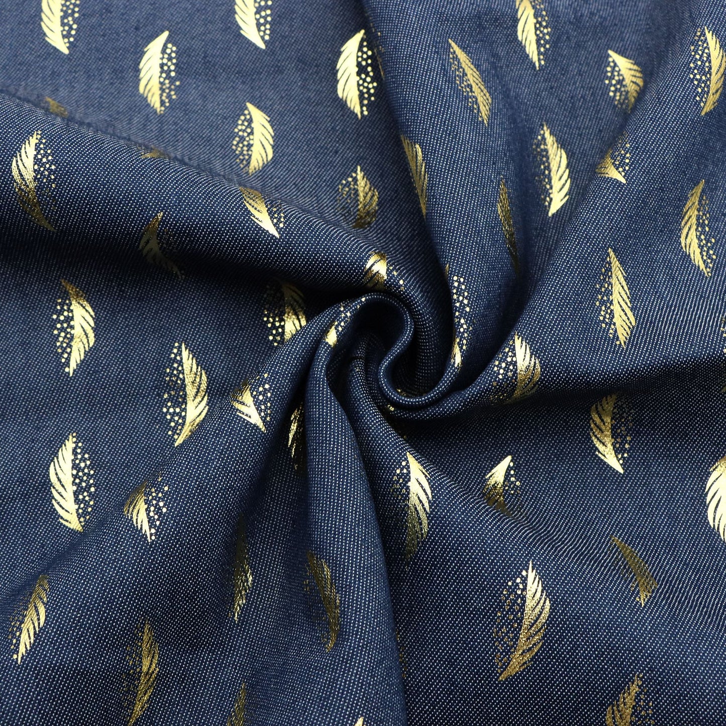 1Pc feather Golden Hot Stamping Pre-Washed Denim Fabric - 59x19.68inch(150x50cm)  DIY Crafts Projects, DIY Wallet Making