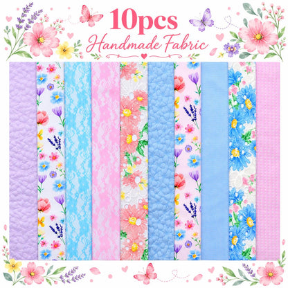 10Pc/Set, Making 10 Images 1pc Each, Each Size: 6.3*50cm Floral Mesh Gauze Lace Series Sliced Fabric Set Style Combination, Polyester Jelly Roll Fabric Strips, Pre-Cut Quilting Squares, For Quilting DIY, Handicrafts And Sewing, Blankets, Rugs, Interior De