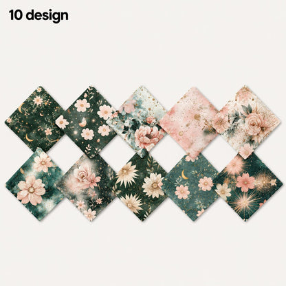 10pcs Charm Pack Set Floral Pattern Vintage Style Handmade DIY with Rich Color and Texture Elements 100% Polyester Patchwork in 10 Design Styles Suitable for Patchwork DIY Craft Projects DIY Wallet Making Gift Giving Bag Making Mother's Day Gift