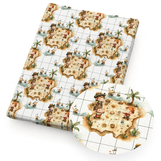 coconut palm tree sailboat ocean series fabric