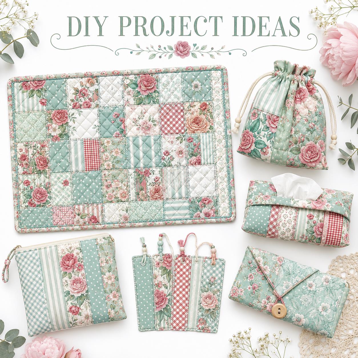 10pcs Charm Pack Set Floral Vintage Style Pattern Handmade DIY with Rich Color and Texture Elements 100% Polyester Patchwork in 10 Design Styles Suitable for Patchwork DIY Craft Projects DIY Wallet Making Gift Giving Bag Making Mother's Day Gift