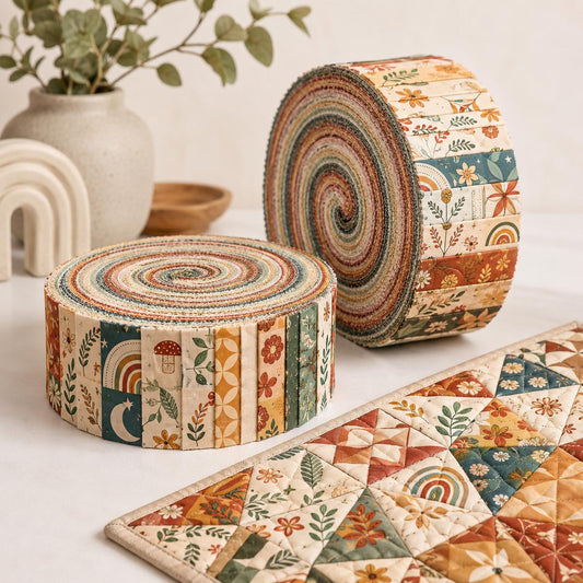 10pcs Vintage Plaid Pumpkin Floral Pattern Jelly Roll Fabric Strips 2.5X19.7inch Pre-Cut 100% Polyester For Patchwork Quilts, Table Runners, Placemats, Tote Bags, Storage Pouches, Makeup Bags, Coasters, Quilt Blocks & Binding