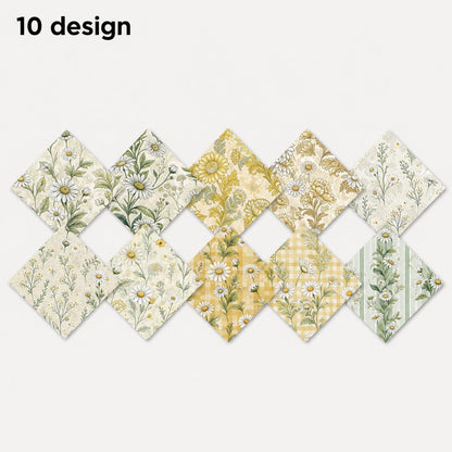 10Pc/Set Flower Series Daisy Plaid Fat Quarter Fabric, Pre-Cut Square Fabric Assort, Fabric Set, Craft Fabric, Handmade DIY Patchwork Fabric,Home Quilting Sewing Fabric, Packaging Fabric, Scrapbooking Craft Hobbyist