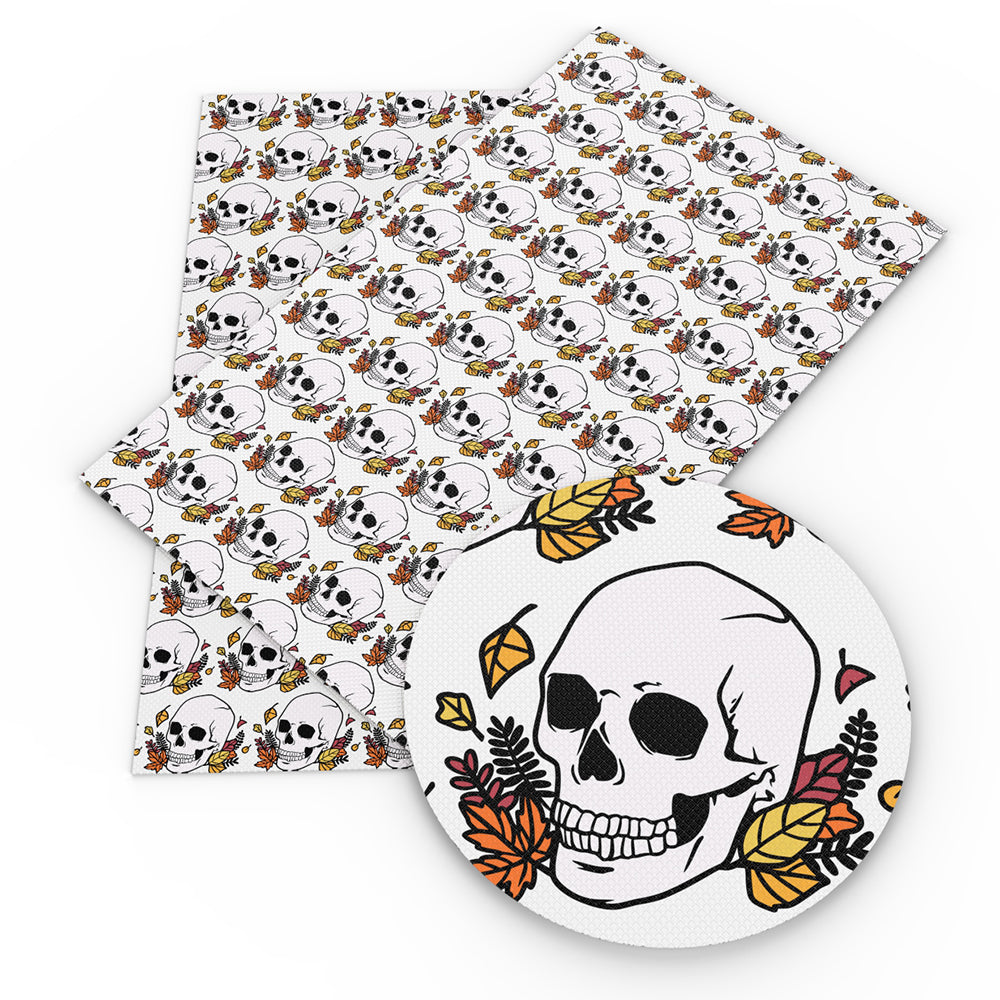 halloween skull ghost skeleton bones leaf leaves tree fabric
