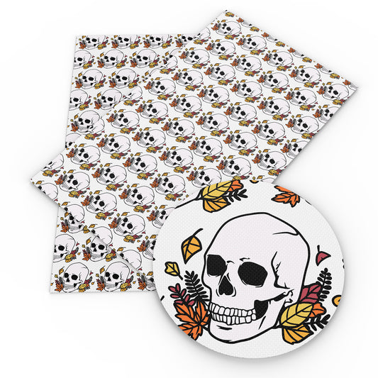 halloween skull ghost skeleton bones leaf leaves tree fabric