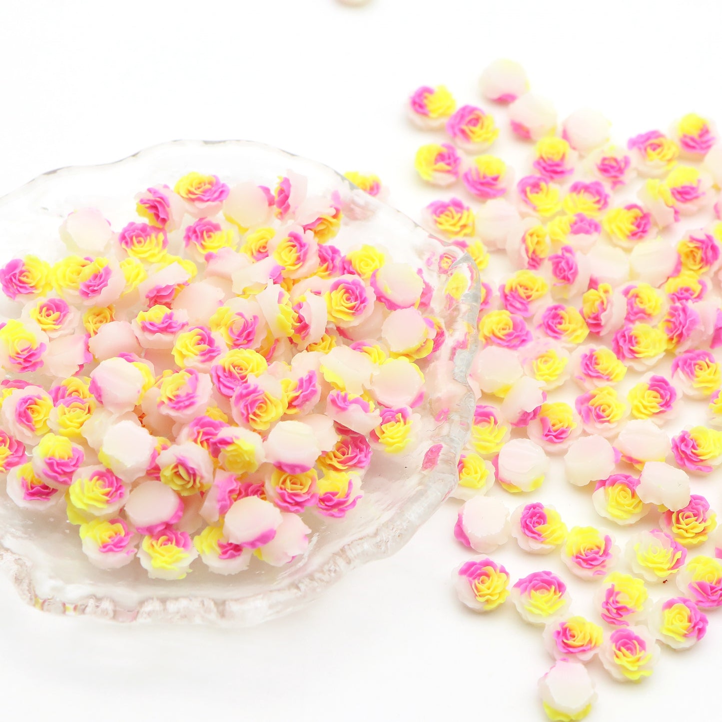 50pcs Acrylic Resin Rose Flower Charms - Glow In The Dark Series 3D Cabochons for DIY Phone Cases, Keychains, Fridge Decor & Accessories