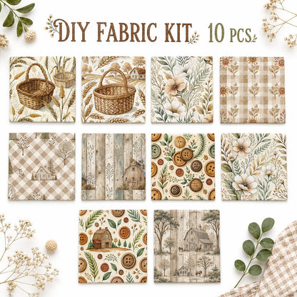 10Pc/set Plant Series Flower Plaid Horse Leaves Fat Quarter Fabric, Pre-Cut Square Fabric Assort, Fabric Set, Craft Fabric, Handmade DIY Patchwork Fabric,Home Quilting Sewing Fabric, Packaging Fabric, Scrapbooking Craft Hobbyist