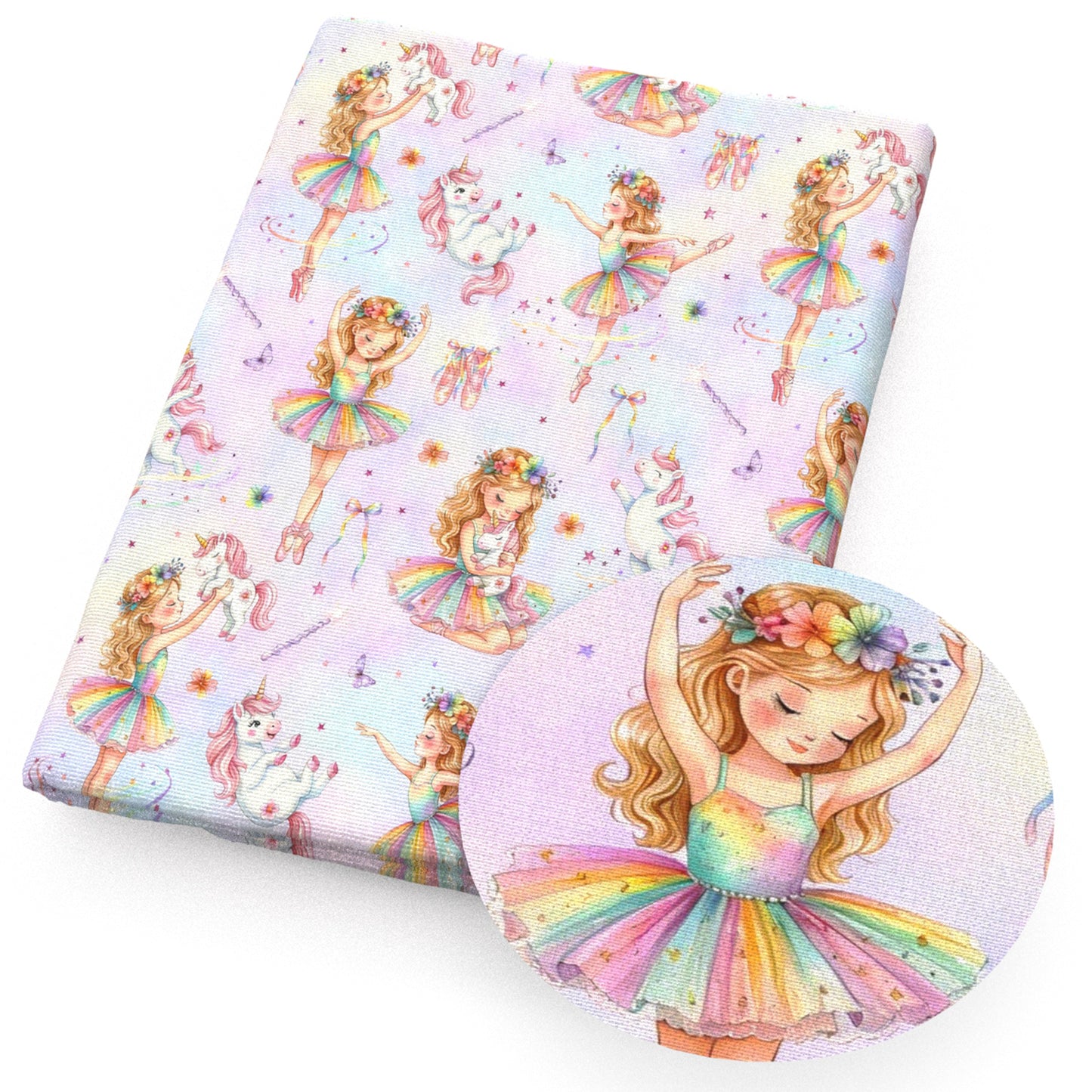unicorn bowknotbows rainbow color star starfish flowerfloral girl fabric
