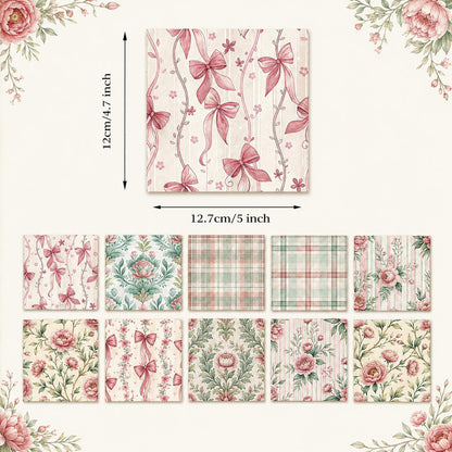 10pcs Charm Pack Set Floral Pattern 100% Polyester Patchwork in 10 Design Styles, Ready-to-Sew Without Cutting, Suitable For Patchwork Wallet Making Gift Giving Tote Bags Coasters DIY Craft Projects For Mother's Gift