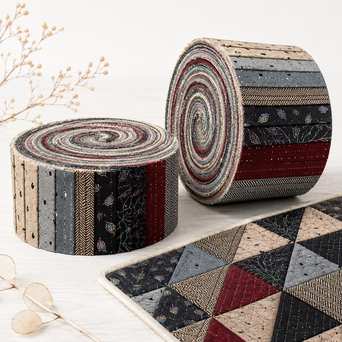 10pcs Vintage Plain Solid Pattern Jelly Roll Fabric Strips 2.5X19.7inch Pre-cut 100% Polyester for Patchwork Quilts, Table Runners, Placemats, Tote Bags, Storage Pouches, Makeup Bags, Coasters, Quilt Blocks & Binding Multi-color