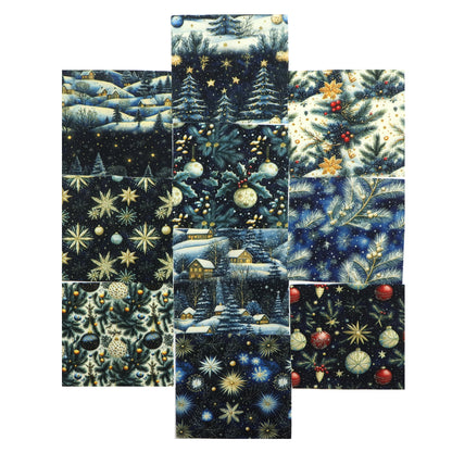 10Pc/Set Christmas Series Star Tree Holly House Fat Quarter Fabric, Pre-Cut Square Fabric Assort, Fabric Set, Craft Fabric, Handmade DIY Patchwork Fabric,Home Quilting Sewing Fabric, Packaging Fabric, Scrapbooking Craft Hobbyist