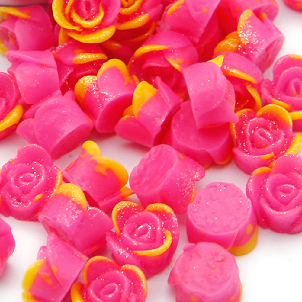 10Pcs 11mm/0.43in Virbant Colors Rose Shaped Flatback Resin Cabochons for DIY Scrapbooking Projects Jewelry Making Crafts Cardmaking Phone Case Decorations Ornaments Charms
