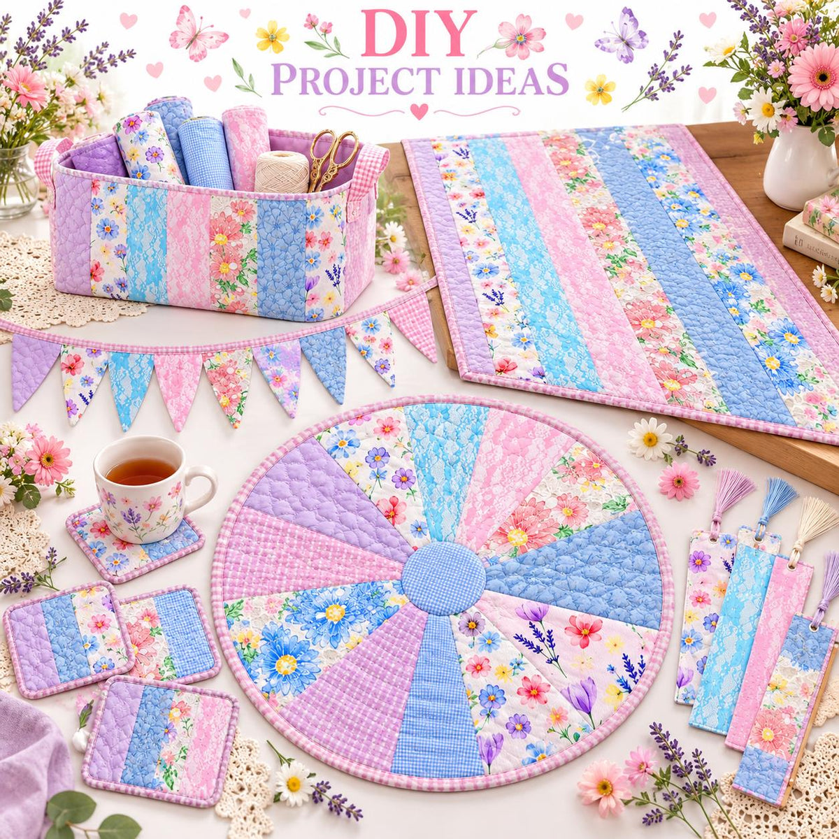 10Pc/Set, Making 10 Images 1pc Each, Each Size: 6.3*50cm Floral Mesh Gauze Lace Series Sliced Fabric Set Style Combination, Polyester Jelly Roll Fabric Strips, Pre-Cut Quilting Squares, For Quilting DIY, Handicrafts And Sewing, Blankets, Rugs, Interior De