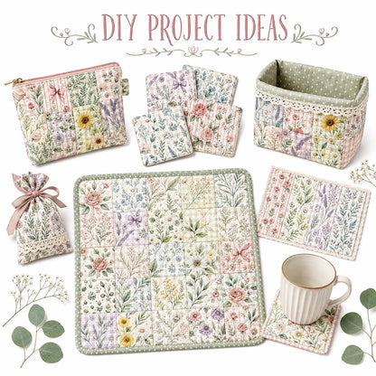 10pcs Charm Pack Set Floral Pattern 100% Polyester Patchwork in 10 Design Styles, Ready-to-Sew Without Cutting, Suitable For Patchwork Wallet Making Gift Giving Tote Bags Coasters DIY Craft Projects