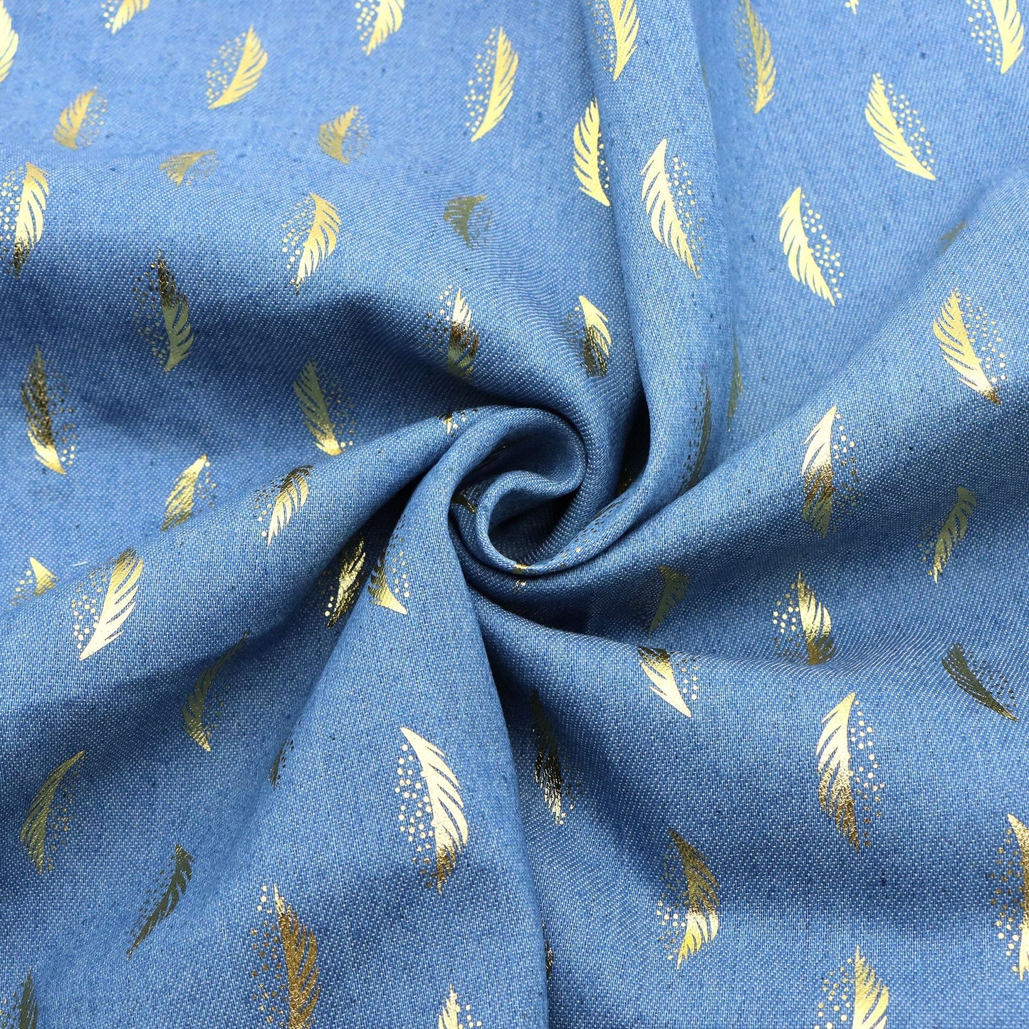 1Pc feather Golden Hot Stamping Pre-Washed Denim Fabric - 59x19.68inch(150x50cm)  DIY Crafts Projects, DIY Wallet Making