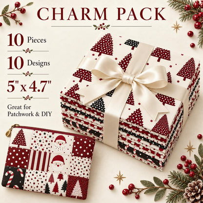 10Pc/Set Christmas Series Star Tree Stripe Dot Crutch Fat Quarter Fabric, Pre-Cut Square Fabric Assort, Fabric Set, Craft Fabric, Handmade DIY Patchwork Fabric,Home Quilting Sewing Fabric, Packaging Fabric, Scrapbooking Craft Hobbyist