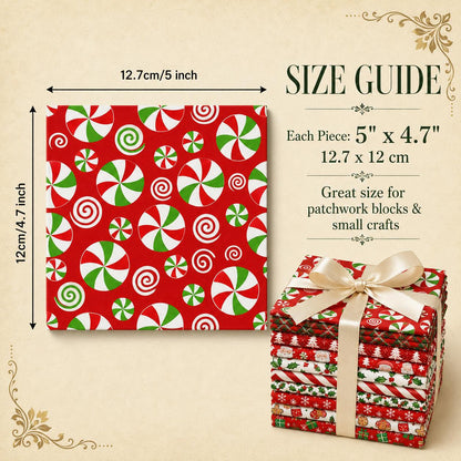 10pcs Charm Pack Set Holly Santa Christmas Pattern Vintage Style Handmade DIY with Rich Color and Texture Elements 100% Polyester Patchwork in 10 Design Styles Suitable for Patchwork DIY Craft Projects DIY Wallet Making Gift Giving Bag Making Mother's Day