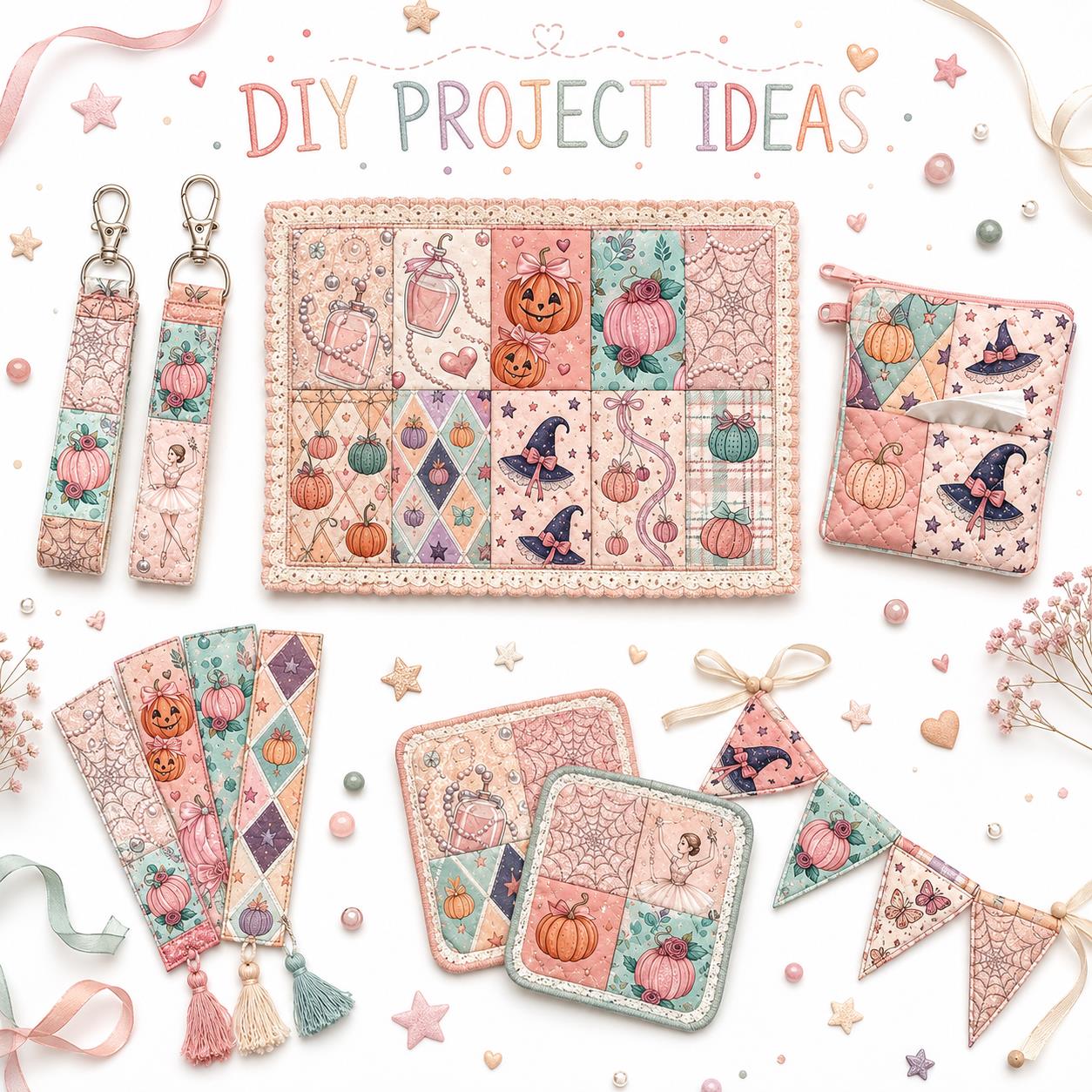 10pcs Charm Pack Set Spider Pumpkin Halloween Theme Vintage Style Pattern Handmade DIY with Rich Color and Texture Elements 100% Polyester Patchwork in 10 Design Styles Suitable for Patchwork DIY Craft Projects DIY Wallet Making Gift Giving Bag Making