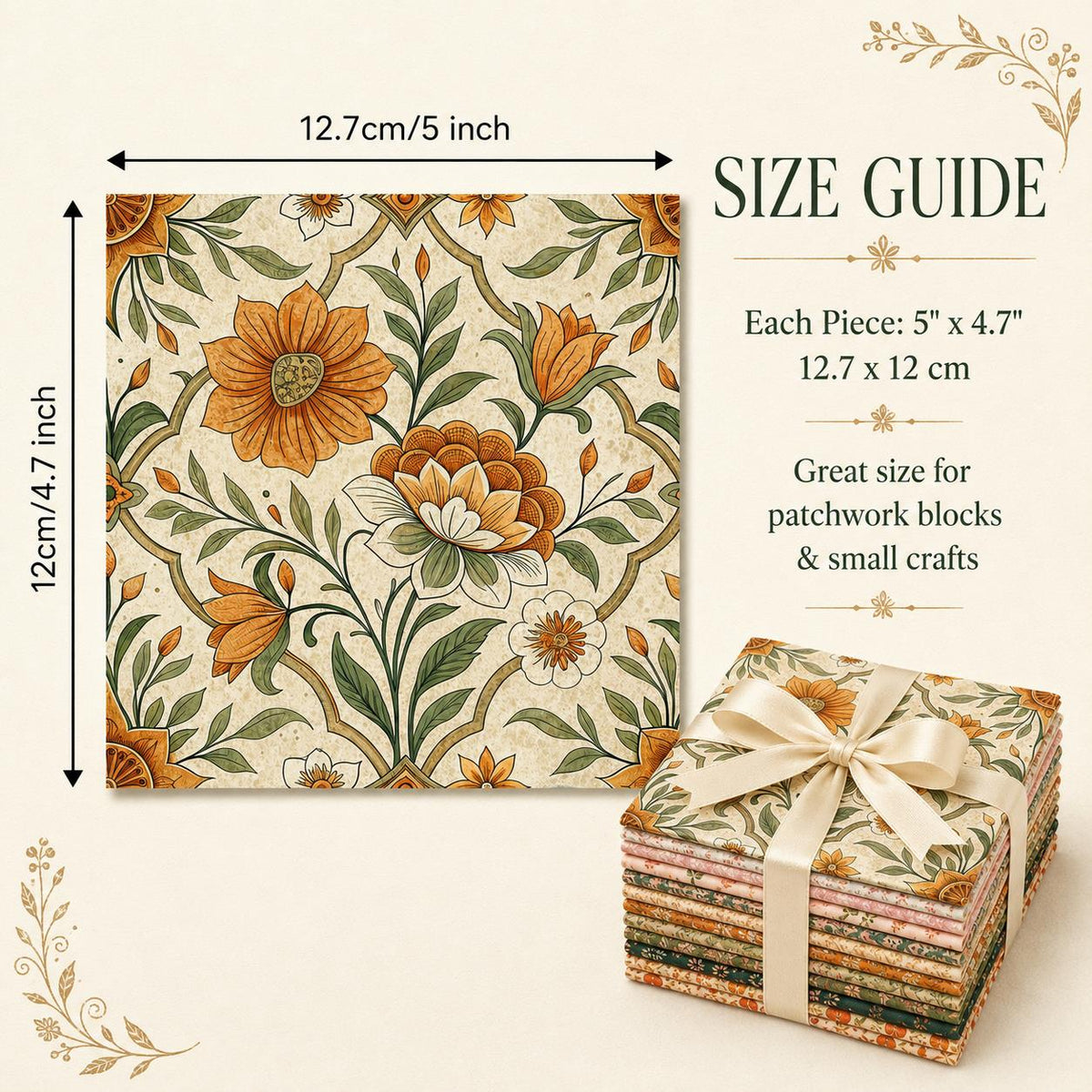 10pcs Charm Pack Set Floral Pattern 100% Polyester Patchwork in 10 Design Styles, Ready-to-Sew Without Cutting, Suitable For Patchwork Wallet Making Gift Giving Tote Bags Coasters DIY Craft Projects