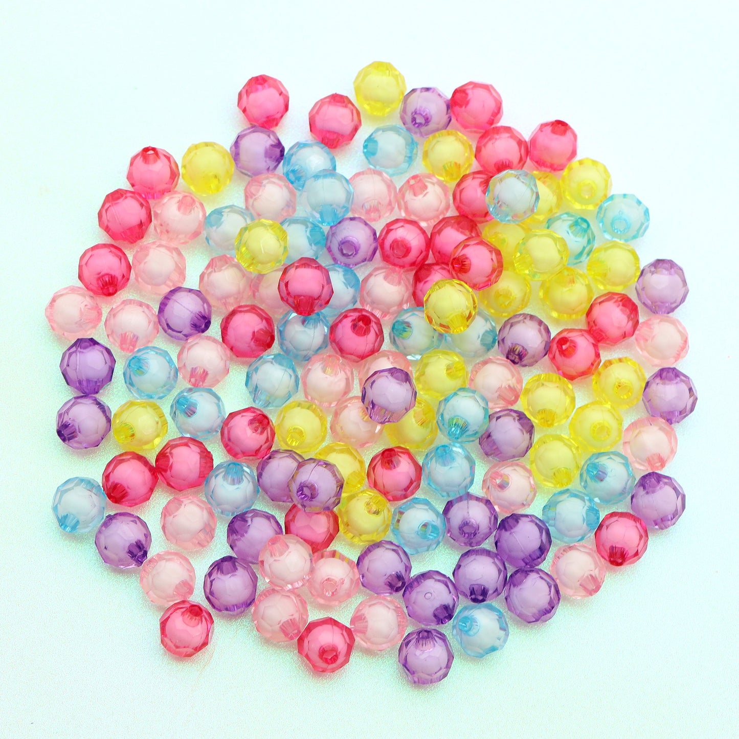10Pcs Mix Color Acrylic Transparent Hexagonal Beads Imitation Crystal Beads Loose Beads Diy Handmade Beaded Mobile Phone Chain Bracelet Necklace Making Jewelry Accessories