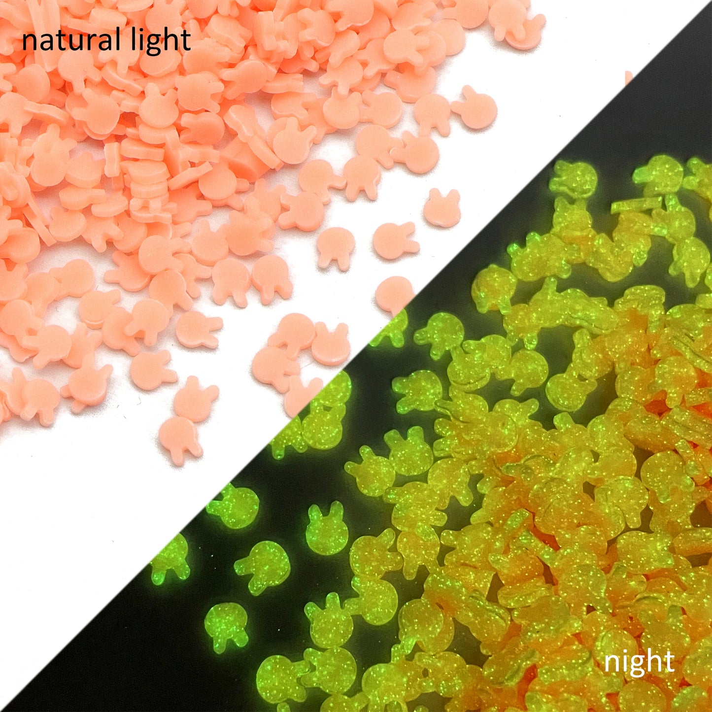 10g/pack Glow in the Dark Festive Nail Art Polymer Clay Slices - Blossom Flower Rabbit Bunny Shaped,Unscented - Slime Charms for Resin, Lip Gloss DIY, Nail Art & Crafts,Easter Decorations